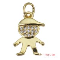 Cubic Zirconia Micro Pave Brass Pendant, Boy, gold color plated, micro pave cubic zirconia Approx 3.5mm 