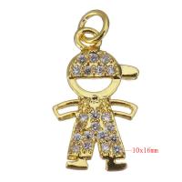 Cubic Zirconia Micro Pave Brass Pendant, Boy, gold color plated, micro pave cubic zirconia Approx 2.5mm 