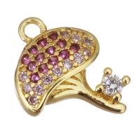 Cubic Zirconia Micro Pave Brass Pendant, mushroom, gold color plated, micro pave cubic zirconia Approx 1.5mm 