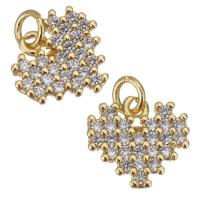 Cubic Zirconia Micro Pave Brass Pendant, Heart, gold color plated, micro pave cubic zirconia Approx 2.5mm 