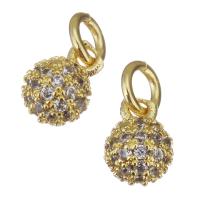 Cubic Zirconia Micro Pave Brass Pendant, Round, gold color plated, micro pave cubic zirconia Approx 3mm 