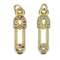 Cubic Zirconia Micro Pave Brass Pendant, gold color plated, micro pave cubic zirconia & hollow Approx 2.5mm 