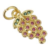 Cubic Zirconia Micro Pave Brass Pendant, Grape, gold color plated, micro pave cubic zirconia Approx 3.5mm 