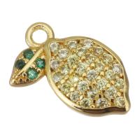 Cubic Zirconia Micro Pave Brass Pendant, Lemon, gold color plated, micro pave cubic zirconia Approx 1.5mm 