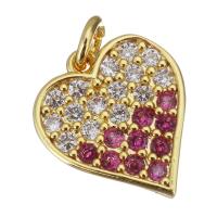 Cubic Zirconia Micro Pave Brass Pendant, Heart, gold color plated, micro pave cubic zirconia Approx 2.5mm 