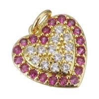 Cubic Zirconia Micro Pave Brass Pendant, Heart, gold color plated, micro pave cubic zirconia Approx 3mm 