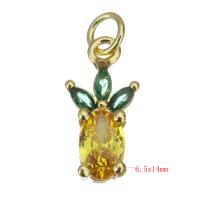 Cubic Zirconia Micro Pave Brass Pendant, Pineapple, gold color plated, micro pave cubic zirconia, yellow Approx 2.5mm 