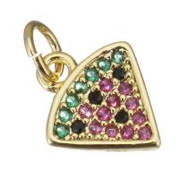 Cubic Zirconia Micro Pave Brass Pendant, Watermelon, gold color plated, micro pave cubic zirconia Approx 3.5mm 