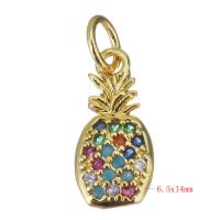 Cubic Zirconia Micro Pave Brass Pendant, Pineapple, gold color plated, micro pave cubic zirconia Approx 3.5mm 