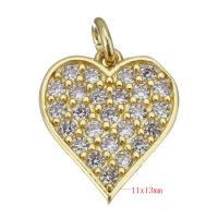 Cubic Zirconia Micro Pave Brass Pendant, Heart, gold color plated, micro pave cubic zirconia Approx 2.5mm 