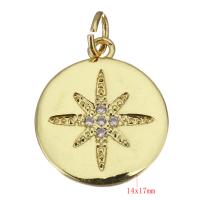 Cubic Zirconia Micro Pave Brass Pendant, Round, gold color plated, micro pave cubic zirconia Approx 3.5mm 