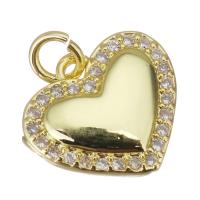 Cubic Zirconia Micro Pave Brass Pendant, Heart, gold color plated, micro pave cubic zirconia Approx 2.5mm 