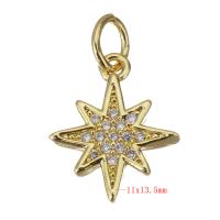 Cubic Zirconia Micro Pave Brass Pendant, Octagon, gold color plated, micro pave cubic zirconia Approx 3.5mm 