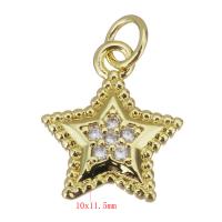 Cubic Zirconia Micro Pave Brass Pendant, Star, gold color plated, micro pave cubic zirconia Approx 2.5mm 