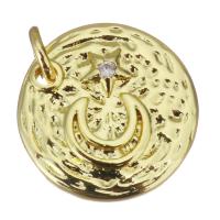 Cubic Zirconia Micro Pave Brass Pendant, Round, gold color plated, micro pave cubic zirconia Approx 2.5mm 