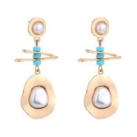 Freshwater Pearl Stud Earring, Zinc Alloy, with Freshwater Pearl, plated, for woman, white 