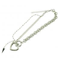 Zinc Alloy Necklace, with Iron, fashion jewelry & Unisex, silver color, 40cm+6cm 