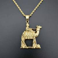 Stainless Steel Pendants, Titanium Steel, Camel, plated, fashion jewelry & Unisex, golden, 60*38mm 