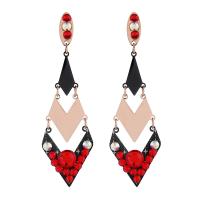 Acier titane Boucle d'oreille goutte, Placage, pour femme & avec strass & creux, plus de couleurs à choisir Vendu par paire