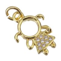 Cubic Zirconia Micro Pave Brass Pendant, Girl, gold color plated, micro pave cubic zirconia Approx 2.5mm 