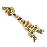 Cubic Zirconia Micro Pave Brass Pendant, gold color plated, micro pave cubic zirconia Approx 2.5mm 