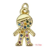 Cubic Zirconia Micro Pave Brass Pendant, Boy, gold color plated, micro pave cubic zirconia Approx 2.5mm 