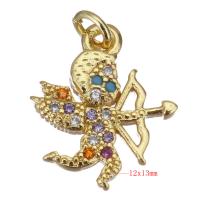 Cubic Zirconia Micro Pave Brass Pendant, Angel, gold color plated, micro pave cubic zirconia Approx 2.5mm 