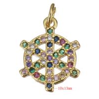 Cubic Zirconia Micro Pave Brass Pendant, gold color plated, micro pave cubic zirconia & hollow Approx 2.5mm 