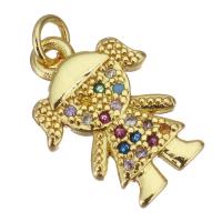 Cubic Zirconia Micro Pave Brass Pendant, Girl, gold color plated, micro pave cubic zirconia Approx 2.5mm 