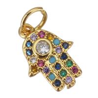 Cubic Zirconia Micro Pave Brass Pendant, Hand, gold color plated, micro pave cubic zirconia Approx 3.5mm 