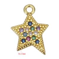 Cubic Zirconia Micro Pave Brass Pendant, Star, gold color plated, micro pave cubic zirconia Approx 1.5mm 