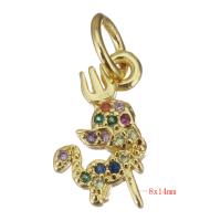 Cubic Zirconia Micro Pave Brass Pendant, gold color plated, micro pave cubic zirconia Approx 4mm 