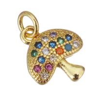 Cubic Zirconia Micro Pave Brass Pendant, mushroom, gold color plated, micro pave cubic zirconia Approx 2.5mm 