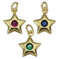 Cubic Zirconia Micro Pave Brass Pendant, Star, gold color plated, micro pave cubic zirconia Approx 2.5mm 