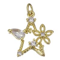 Cubic Zirconia Micro Pave Brass Pendant, gold color plated, micro pave cubic zirconia & hollow Approx 2.5mm 