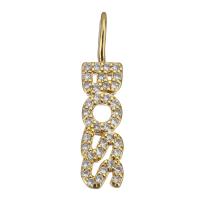 Cubic Zirconia Micro Pave Brass Pendant, Alphabet Letter, gold color plated, micro pave cubic zirconia & hollow Approx 