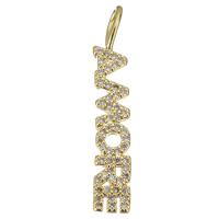 Cubic Zirconia Micro Pave Brass Pendant, Alphabet Letter, gold color plated, micro pave cubic zirconia & hollow Approx 