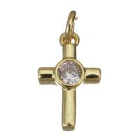 Cubic Zirconia Micro Pave Brass Pendant, Cross, gold color plated, micro pave cubic zirconia Approx 2.5mm 