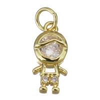 Cubic Zirconia Micro Pave Brass Pendant, Boy, gold color plated, micro pave cubic zirconia Approx 2.5mm 