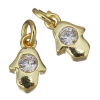 Cubic Zirconia Micro Pave Brass Pendant, Hand, gold color plated, micro pave cubic zirconia Approx 2.5mm 