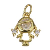 Cubic Zirconia Micro Pave Brass Pendant, Girl, gold color plated, micro pave cubic zirconia Approx 2.5mm 