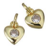 Cubic Zirconia Micro Pave Brass Pendant, Heart, gold color plated, micro pave cubic zirconia Approx 2.5mm 