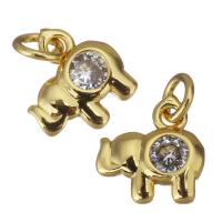 Cubic Zirconia Micro Pave Brass Pendant, Elephant, gold color plated, micro pave cubic zirconia Approx 2.5mm 