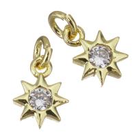 Cubic Zirconia Micro Pave Brass Pendant, Eight Point Star, gold color plated, micro pave cubic zirconia Approx 2.5mm 