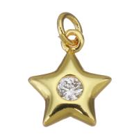 Cubic Zirconia Micro Pave Brass Pendant, Star, gold color plated, micro pave cubic zirconia Approx 2.5mm 