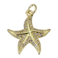 Cubic Zirconia Micro Pave Brass Pendant, Star, gold color plated, micro pave cubic zirconia Approx 2.5mm 