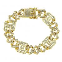 Men Bracelet, Zinc Alloy, with Rhinestone, fashion jewelry 