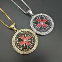 Rhinestone Stainless Steel Pendants, 316 Stainless Steel, with Rhinestone, Round, plated, fashion jewelry & Unisex & with rhinestone 57*42mm 