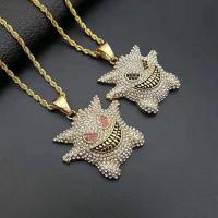 Rhinestone Stainless Steel Pendants, 316 Stainless Steel, with Rhinestone, Spirit, plated, fashion jewelry & Unisex & with rhinestone 52*45mm 