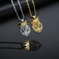 Rhinestone Stainless Steel Pendants, 316 Stainless Steel, with Rhinestone, Lion, plated, fashion jewelry & Unisex & with rhinestone 36*20mm 